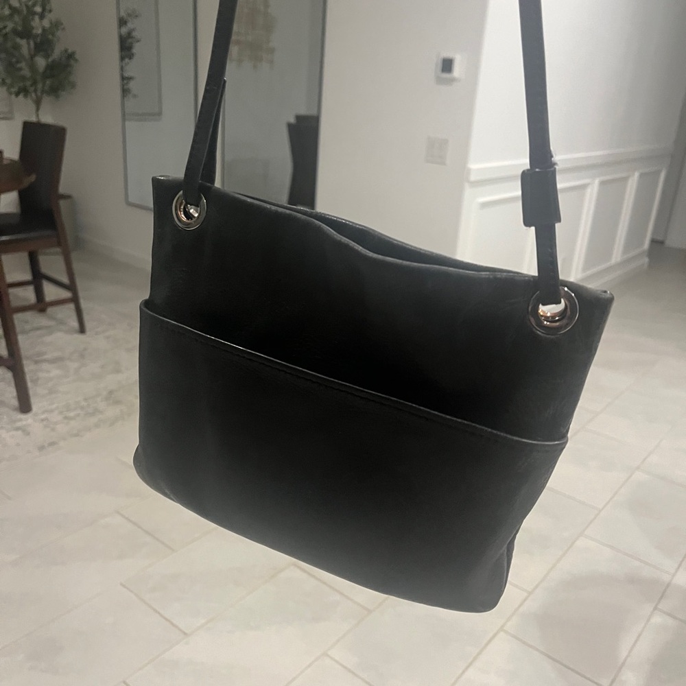 Margot New York Leather Sleek Black Crossbody Bag